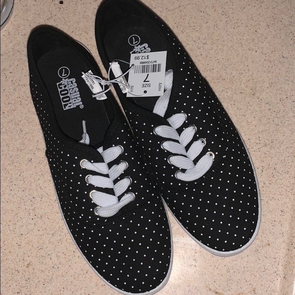 Polka dotted sneakers.